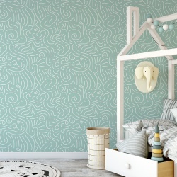 Fototapet Copii Pattern cu Spirale pe Fundal Bleu Pastel 1013-C - Img 3