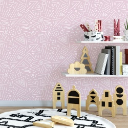 Fototapet Copii Pattern Geometric Abstract cu Fundal Roz Pastel 1012-B - Img 4