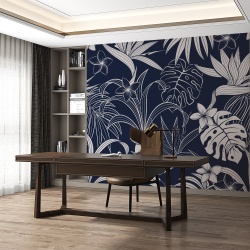 Fototapet - Exotic leaves on navy background (FTD1000281) - Img 2
