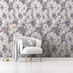 Fototapet Floral - Flori delicate cu frunze gri (Floral 068) - Img 3