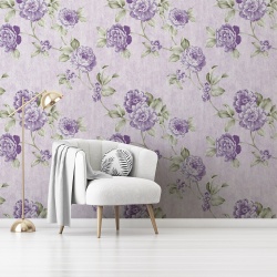 Fototapet Floral - Flori elegante mov pe fundal texturat (Floral 181) - Img 3