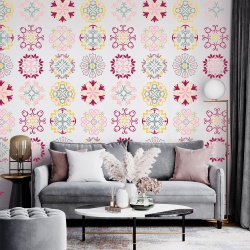 Fototapet Floral - Pattern cu flori minimaliste stilizate (Floral 048) - Img 4
