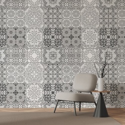 Fototapet Imitatie Faianta - Modele florale gri (Tile 024) - Img 3