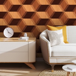 Fototapet Imitatie Lemn - Cuburi 3D cu margini zimtate (Wood 057)