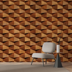 Fototapet Imitatie Lemn - Pattern cu forme geometrice 3D (Wood 059) - Img 3