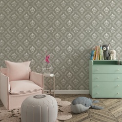 Fototapet Modele florale elegante pe fundal gri (Arabesque 033) - Img 2
