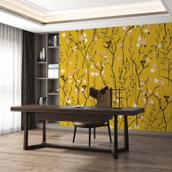 Fototapet Spring flowers on yellow background (FTD1000264)