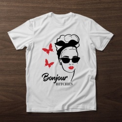 Imprimeu Tricou Bonjour bitches - Img 1