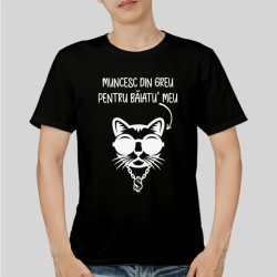 Imprimeu Tricou Muncesc din greu (motan) - Img 3