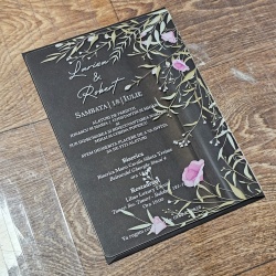 Invitatie plexi transparent 2mm - 21x15cm si plic negru set 20buc - Img 5