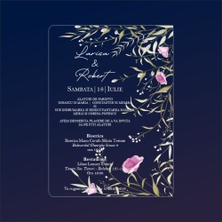 Invitatie plexi transparent 2mm - 21x15cm si plic negru set 20buc - Img 3
