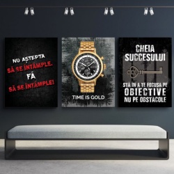 Pachet tablouri canvas motivationale - set 3 tablouri Cheia, Time si Nu astepta - Img 2