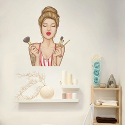Pop art girl with brushes