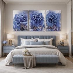 Set 3 Tablouri Canvas - Blue watercolor roses