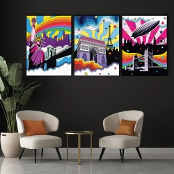 Set 3 Tablouri Canvas - Famous cities (pop-art) - Img 3