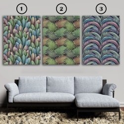 Set 3 Tablouri Vegetatie - Frunze exotice in nuante pastel (034, 035, 036) - Img 4