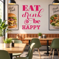 Sticker Bucatarie - Eat, drink, be happy
