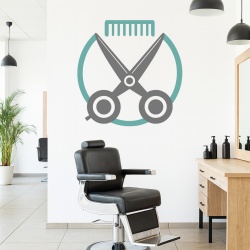 Sticker Frizerie (foarfece si pieptan stilizat)