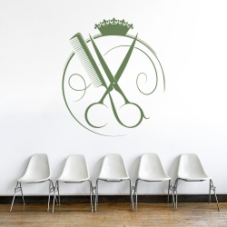 Sticker Frizerie (logo cu coroana) - Img 2