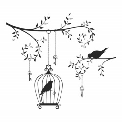 Sticker Vintage Bird Cage Tree Branch - Img 4