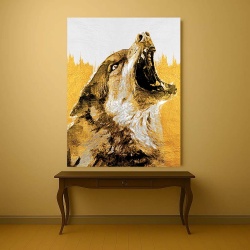 Tablou Canvas - Golden Howling Wolf - Img 4