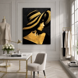 Tablou Canvas - Golden lady with a hat