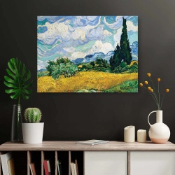Tablou Canvas "Lan de grâu cu chiparoși" - Img 3