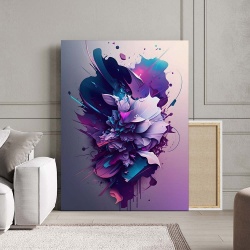 Tablou Canvas Modern Abstract - 3D Fluid lavander art - Img 3