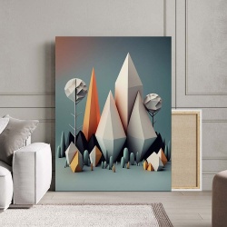 Tablou Canvas Modern Abstract - 3D Landscape with mountains and trees