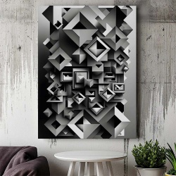 Tablou Canvas Modern Abstract - 3D Metal geometry - Img 2