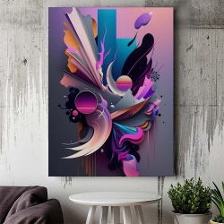 Tablou Canvas Modern Abstract - 3D Neon shapes - Img 3