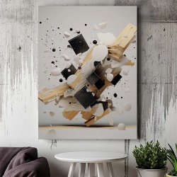 Tablou Canvas Modern Abstract - Abstract explosion with bricks - Img 2