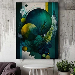 Tablou Canvas Modern Abstract - Dark green sureeal fantasy
