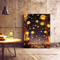 Tablou Canvas Modern Abstract - Flying lanterns - Img 3