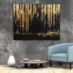 Tablou Canvas Modern Abstract - Golden forest in flames - Img 2