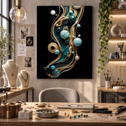 Tablou Canvas Modern Abstract - Marble and golden threads