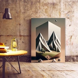 Tablou Canvas Modern Abstract - Peisaj abstract 3D cu un paralelipided - Img 3