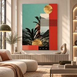 Tablou Canvas Modern Abstract - Surrealist portrait with golden spheres