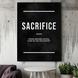 Tablou Canvas Motivational - Sacrifice (definition - black)