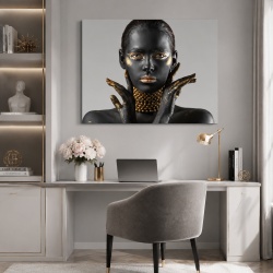 Tablou Canvas - Tribal portrait with golden necklace