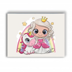 Tablou Copii - Cute Princess And The Unicorn - Img 3