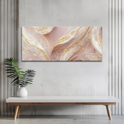 Tablou Marmura - Pastel Pink and Golden Waves (077)
