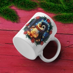 Cana De Craciun - Cute Baby Penguin with Lights (mesaj personalizat)
