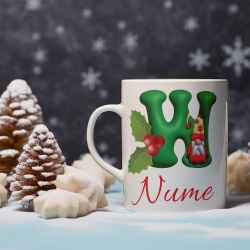 Cana De Craciun - Litere cu gnomi W (nume personalizat)