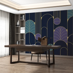 Fototapet - Art deco blue golden arcades (FTD1000338)