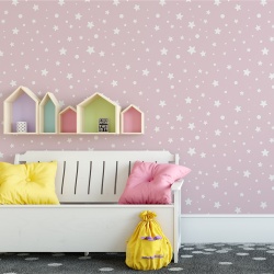 Fototapet Copii Cer Instelat pe Fundal Roz Pastel 1005-B