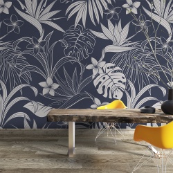Fototapet - Exotic leaves on navy background (FTD1000281) - Img 3