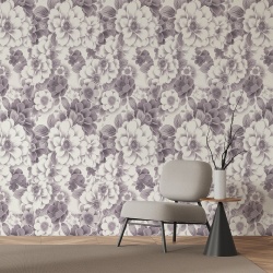 Fototapet Floral - Flori delicate cu frunze gri (Floral 068) - Img 4