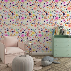 Fototapet Floral - Rainbow flowers pattern (Floral 049) - Img 2