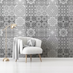 Fototapet Imitatie Faianta - Modele florale gri (Tile 024) - Img 4